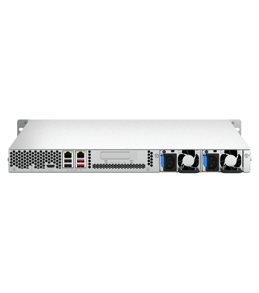 Сетевое хранилище SMB QNAP TS-464U-RP-8G NAS 4 HDD trays, rackmount 1U, 2 PSU. 4-core Intel Celeron N5105/N5095 2.0-2.9 GHz, 8 Gb RAM MAX, 2x2.5 Gigabit Ethernet, 4xUSB, 1xHDMI . PCIe Gen 3 x2, W/o rail kit RAIL-B02