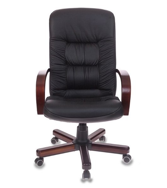Кресло Бюрократ T-9908/WALNUT черный, кожа