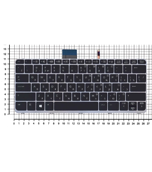 Клавиатура для ноутбука HP EliteBook Folio 1020 G1 черная с серебристой рамкой и подсветкой