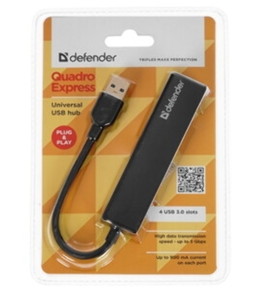 USB-концентратор Defender Quadro Express, USB 3.0, USB 4 порта, USB