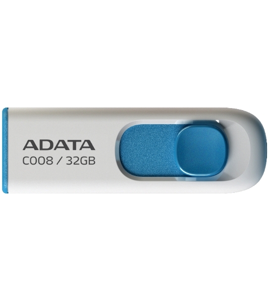 Флешка USB ADATA C008 (AC008-32G-RWE), 32Gb, USB 2.0, R/W 15/5, белый/синий