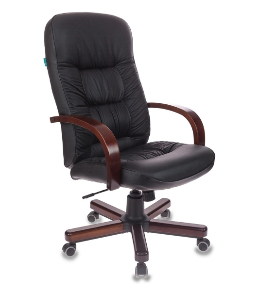 Кресло Бюрократ T-9908/WALNUT черный, кожа