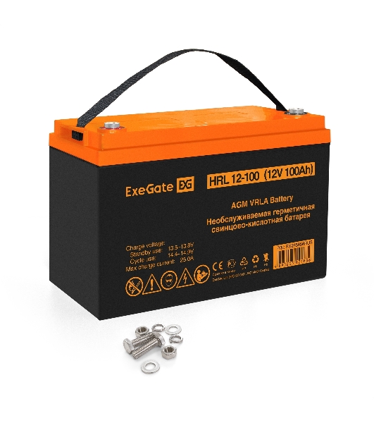 Аккумуляторная батарея ExeGate EX285656RUS HRL 12-100 (12V 100Ah, под болт М6)
