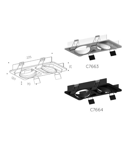Корпус светильника C7663 SWH белый песок 225*120*H25mm MR16 GU5.3