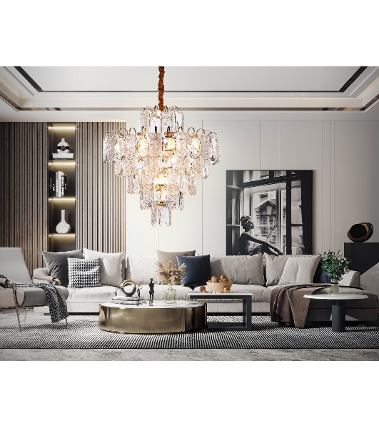Светильник Ambrella light TR5233/12 SGD/CL/FR золото/прозрачный/белый матовый E27*12 max 40W D600*610
