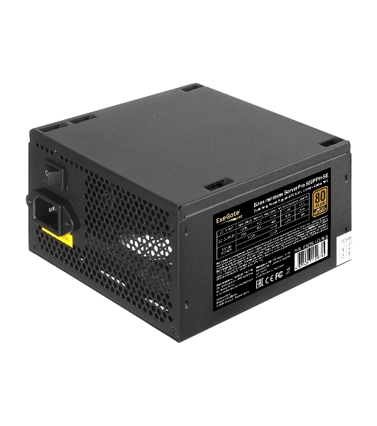 Блок питания серверный 500W ExeGate ServerPRO 80 PLUS Bronze, 500PPH-SE (ATX, for 3U+ cases, APFC, КПД 89% (80 PLUS Bronze), 12cm fan, 24p, (4+4)p, PCIe, 5SATA, 3IDE, black)