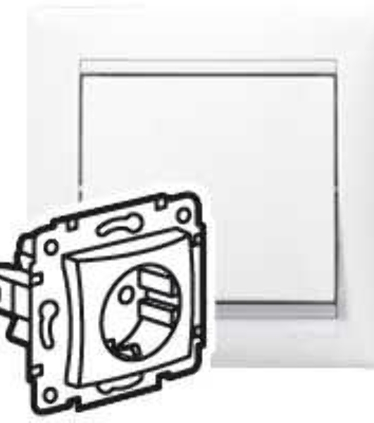 Механизм розетки 1-м СП Valena 2К+З с заземл. нем. станд. белый (DIY-упак.) Legrand 694280