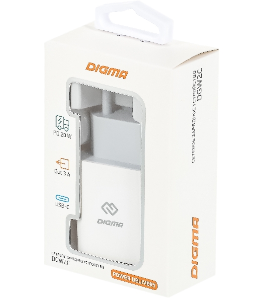 Сетевое зарядное устройство Digma DGW2C 3A PD белый