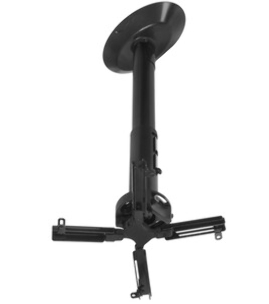 Крепеж Wize Pro PR24A Универсальное потолочный комплект Wize PR24A, состоящий из крепления+штанги 46-61 см +площадки к потолку для проектора, наклон +/- 25°, поворот +/- 6°, вращение 360°, до 23 кг, черный