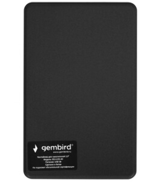 Внешний корпус USB 3.0 для 2.5' HDD/SSD Gembird EE2-U3S-40, порт MicroB, SATA III, пластик, черный, коробка