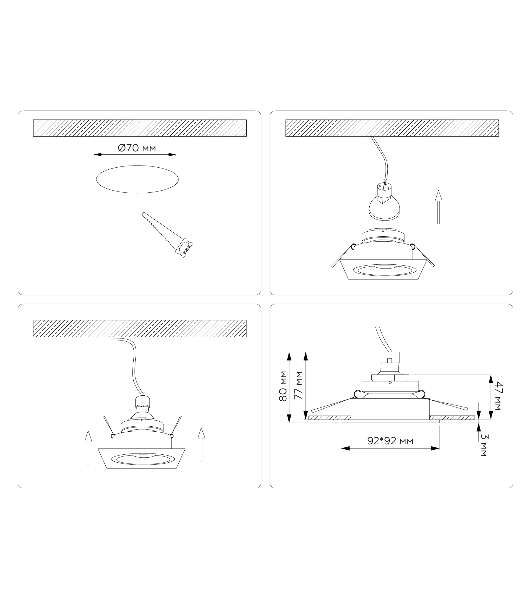 Встраиваемый точечный светильник Ambrella light TN102826 WH/WH белый/белый GU5.3 92*92*50