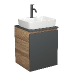Тумба Bau Dream Blackwood 50 графит, раковина BAU Cerama 48х37 белая, смеситель Hotel Dream Black, нерж. сталь, черный, фото 1