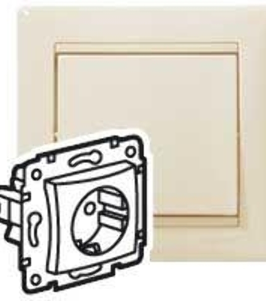Механизм розетки 1-м СП Valena 2К+З с заземл. нем. станд. сл. кость (DIY-упак.) Legrand 695612