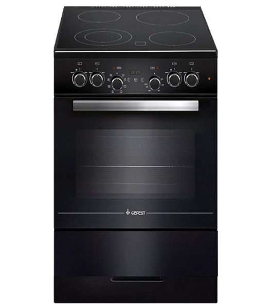 Плита электрическая Gefest ЭП Н Д 5560-03 0057 черный, конфорок 4 электрических, духовка 55 л, 50 см x 85 см x 58.5 см