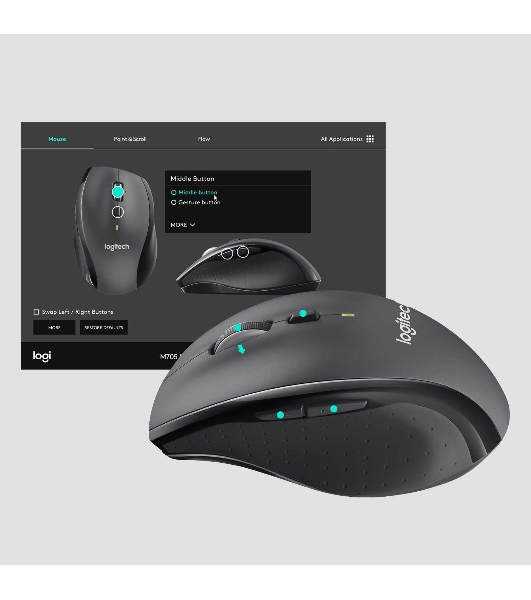 Мышь беспроводная Logitech M705 черный, 1000 dpi, радиоканал, USB, кнопки - 7