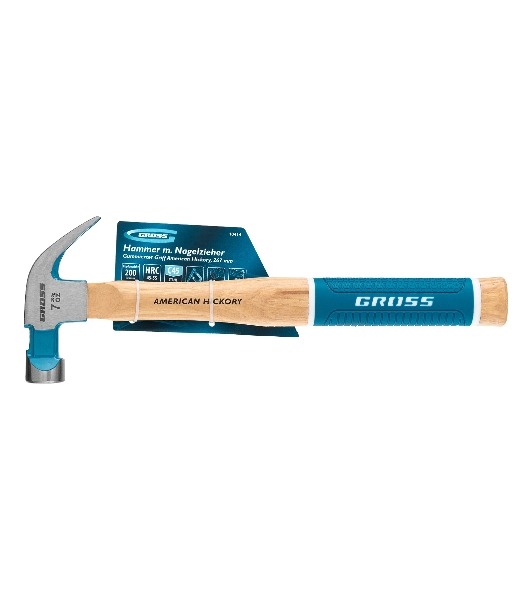 Молоток-гвоздодер Gross AMERICAN HICKORY 10414 200 г, угол 45 магнит обрезиненная рукоятка