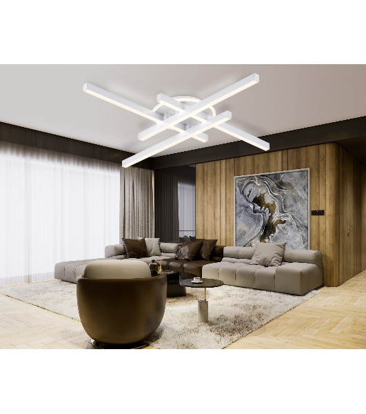 Потолочный светодиодный светильник Ambrella light FL6281 WH белый 58W 3000K-6400K 700*700*85 (ПДУ ИК)