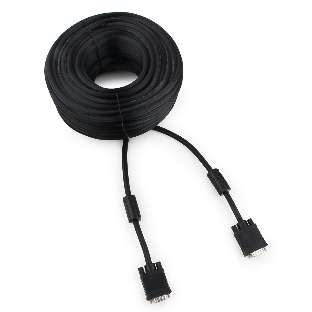 Кабель Gembird/Cablexpert VGA Premium, 15M/15M, 30м, черный, тройной экран, феррит.кольца
