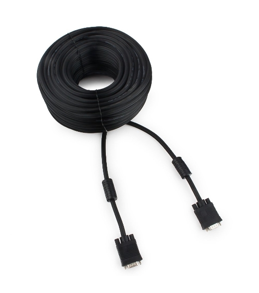 Кабель Gembird/Cablexpert VGA Premium, 15M/15M, 30м, черный, тройной экран, феррит.кольца