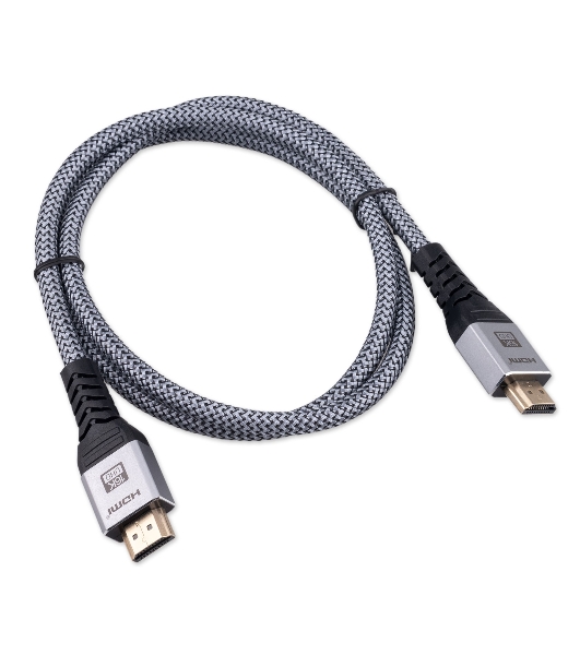 Кабель HDMI Cablexpert CCP-HDMI16K-1M, 19M/19M, v2.2, 16K, медь, тройной экран, позол.контакты, нейлон.оплетка, метал.коннекторы, 1м, серый, коробка