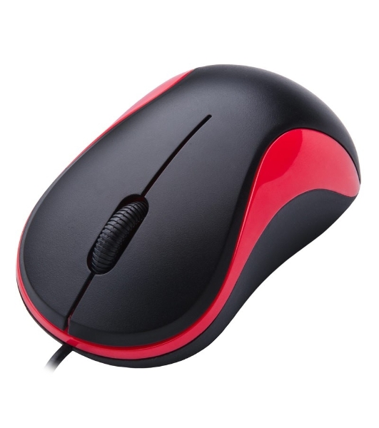 Мышь проводная Oklick 115S черный/красный, 1200 dpi, USB, кнопки - 3