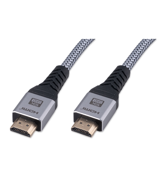 Кабель HDMI Cablexpert CCP-HDMI16K-1M, 19M/19M, v2.2, 16K, медь, тройной экран, позол.контакты, нейлон.оплетка, метал.коннекторы, 1м, серый, коробка