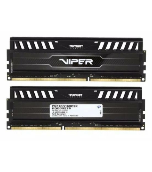 Оперативная память Patriot Viper 3, DDR3, 16GB (2x8 GB), 1600 MHz, CL9, DIMM, радиатор, черный