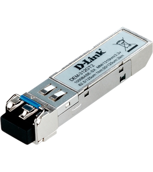 Трансивер D-Link 312GT2/A1A, SFP Transceiver with 1 1000Base-SX+ port.Up to 2km, multi-mode Fiber, Duplex LC connector, Transmitting and Receiving wavelength: 1310nm, 3.3V power.