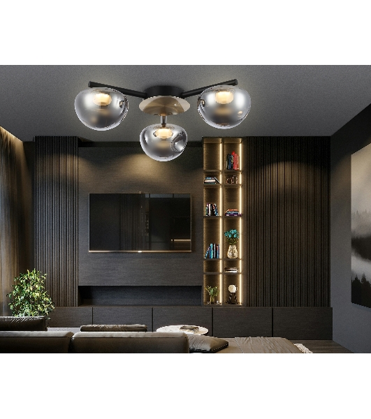 Светильник Ambrella light LH12006/3 BK/GD/SM черный/золото/дымчатый 18W 3000K D640*170