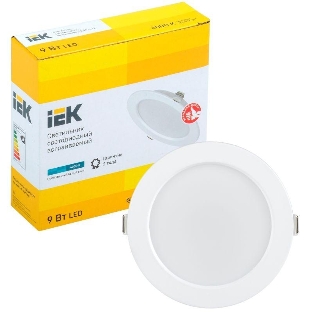 Светильник светодиодный IEK LDVO0-1612-09-4000-K01 ДВО 1612 белый круг 9Вт 4000К IP20 пластик. корпус, диам 118 мм