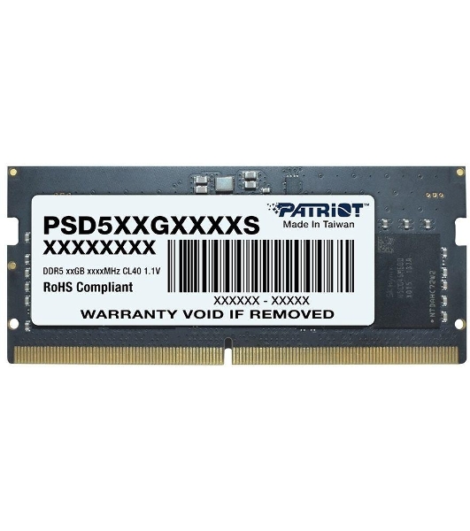 Оперативная память Patriot, DDR5, 8GB (1x8 GB), 4800 MHz, CL40, SO-DIMM