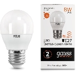 Лампа светодиодная LED Gauss Elementary Шар 8W E27 520lm 3000K 1/10/100 0, фото3