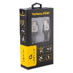 Кабель HDMI Cablexpert CCP-HDMI16K-1M, 19M/19M, v2.2, 16K, медь, тройной экран, позол.контакты, нейлон.оплетка, метал.коннекторы, 1м, серый, коробка, фото 1