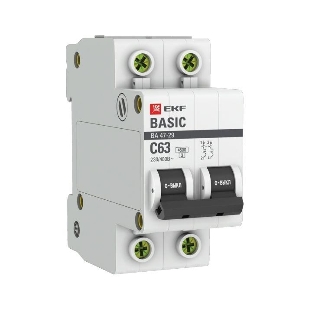 Выключатель автоматический EKF mcb4729-2-63C 2P 63А (C) 4,5кА ВА 47-29 Basic