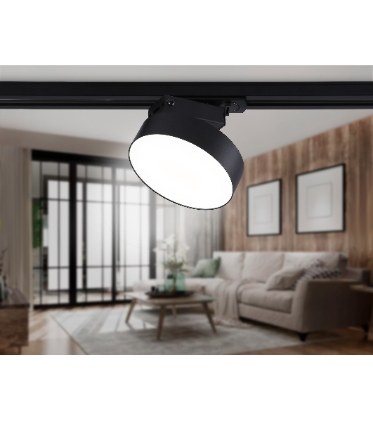 Трековый однофазный светодиодный светильник Ambrella light GL6842 BK черный LED 15W 4200K D115*80