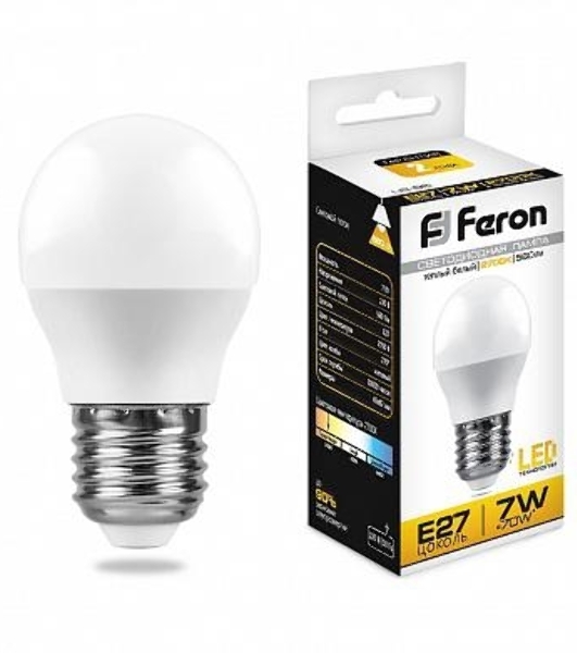 Лампа светодиодная Feron LB-95 7W 230V E27 2700K G45
