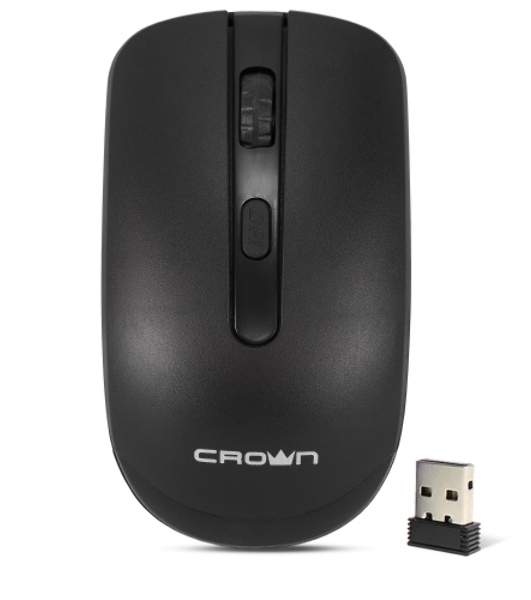 Мышь беспроводная Crown CMM-336W черный, 1600 dpi, радиоканал, USB, кнопки - 4