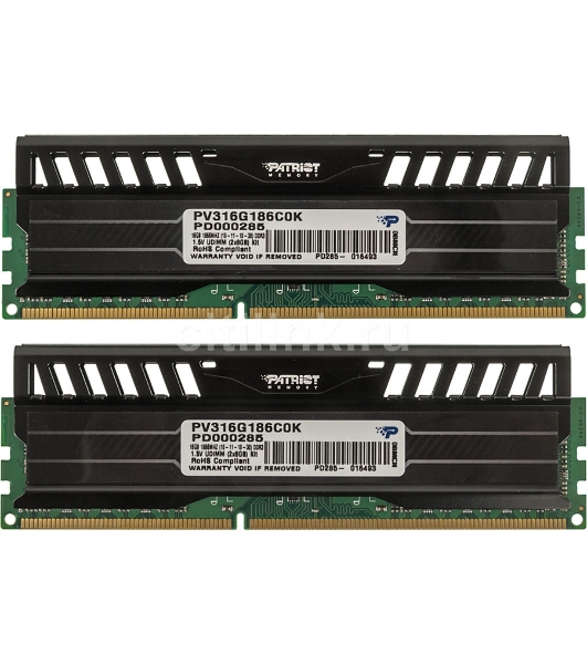 Оперативная память Patriot Viper 3, DDR3, 16GB (2x8 GB), 1866 MHz, CL10, DIMM, радиатор, черный