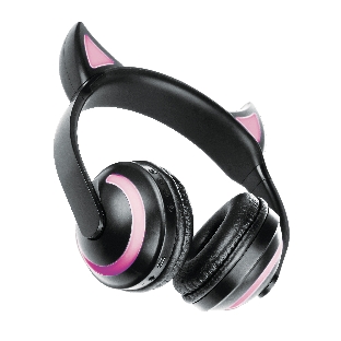 Беспроводные/проводные наушники Qumo Party Cat BT 0024 черный, накладные, Bluetooth + проводной, кошачьи ушки, до 7 ч