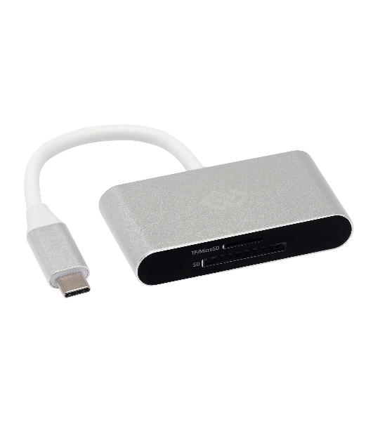 Кард-ридер Digma CR-С2501-S/серебристый/SD/TF/micro-SD/USB Type-C/алюминий