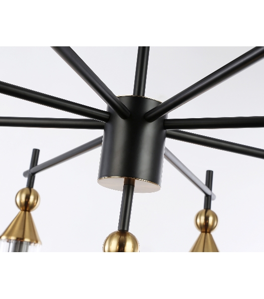Люстра Ambrella light LH55258/9 BK/BS/CL черный/латунь/прозрачный E14*9 max 40W D770*530