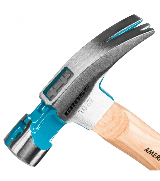 Молоток-гвоздодер Gross AMERICAN HICKORY 280 г, угол 75, магнит, обрезиненная рукоятка