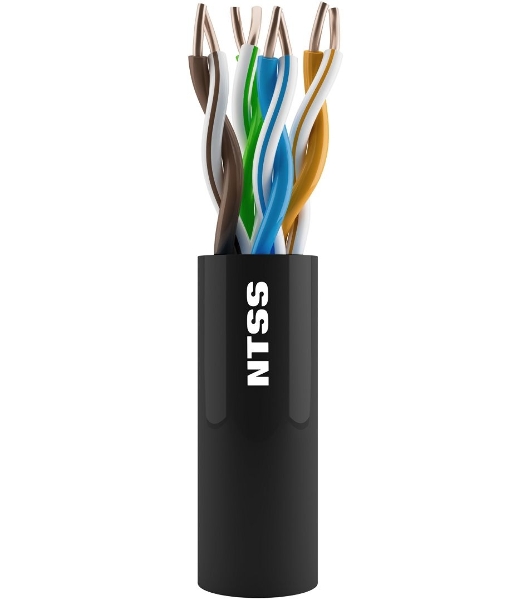Кабель информационный NTSS NTSS-OUT-UTP4-5Е-PE-BL cat.5e U/UTP 4X2X24AWG PE внешний 305м черный