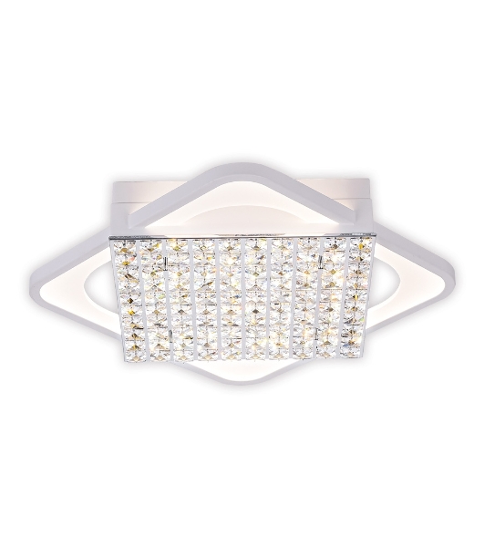 Управляемый светодиодный светильник с хрусталем Ambrella light FA124 WH белый 104W 510*510*110 (ПДУ РАДИО 2.4)