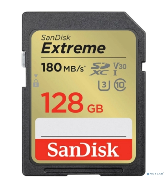 Флеш карта SD 128Gb SanDisk SDXC Class 10 V30 UHS-I U3 Extreme 180MB/s