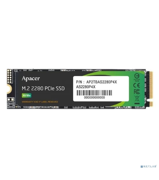 Накопитель SSD Apacer AS2280P4X, 256Gb, M.2 2280, PCIe 3.0 x4, NVMe, R/W 2100/1300