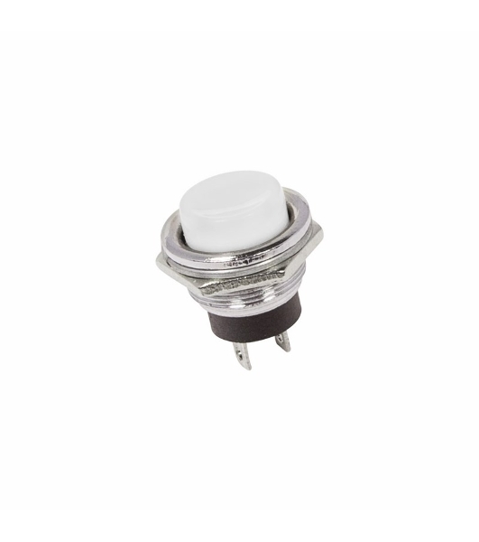 Выключатель-кнопка металл Rexant 250V 2А (2с) (ON)-OFF Ø16.2 белая
