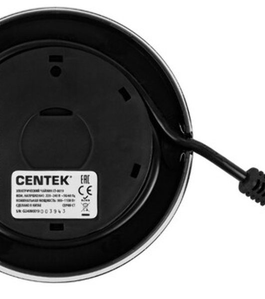Чайник Centek CT-0019, 1100 Вт, стекло, черный и серебристый
