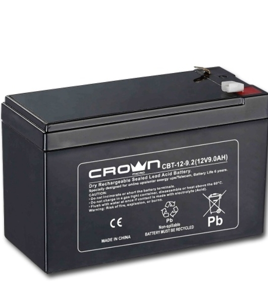 Батарея для ИБП CROWN CBT-12-9.2 (12V 9.2Ah) F2 срок службы 5 лет