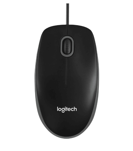 Мышь проводная Logitech B100 черный, 1000 dpi, USB, кнопки - 3